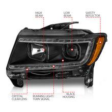 Load image into Gallery viewer, 11-13-Jeep-Grand-Cherokee-(Factory-Halogen-Only)-Projector-Headlights-WLight-Bar-Swtchbk-Black