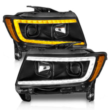 Load image into Gallery viewer, 11-13-Jeep-Grand-Cherokee-(Factory-Halogen-Only)-Projector-Headlights-WLight-Bar-Swtchbk-Black