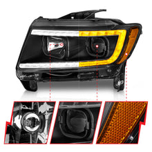 Load image into Gallery viewer, 11-13-Jeep-Grand-Cherokee-(Factory-Halogen-Only)-Projector-Headlights-WLight-Bar-Swtchbk-Black