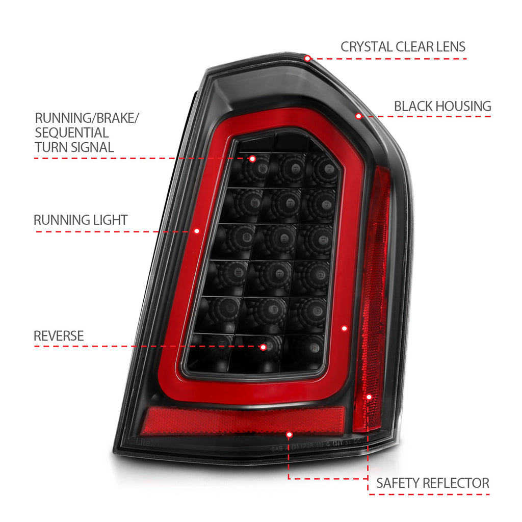 11-14-Chrysler-300-Led-Taillights-Black-W-Sequential