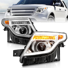 Load image into Gallery viewer, 11-15-Ford-Explorer-Projector-Headlights-W-Light-Bar-Chrome-Housing-W-Amber-Light