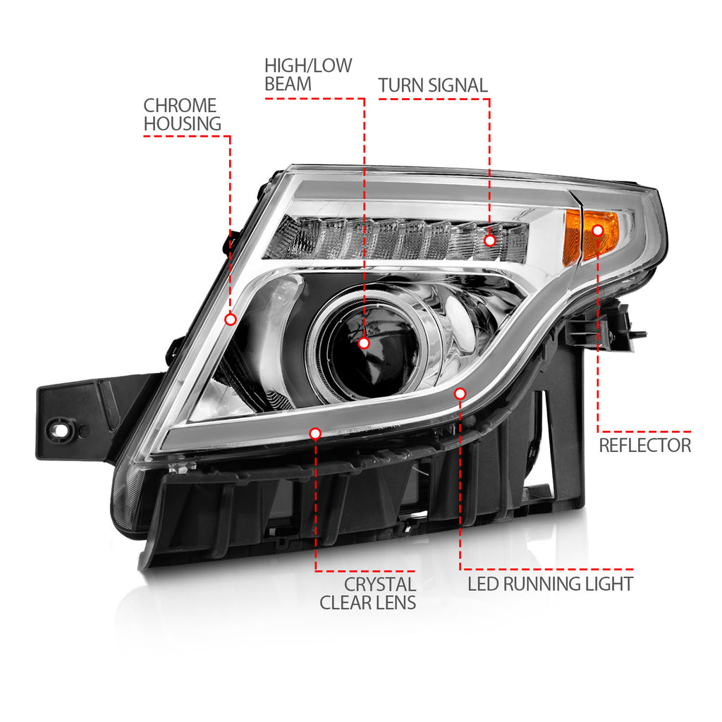 11-15-Ford-Explorer-Projector-Headlights-W-Light-Bar-Chrome-Housing-W-Amber-Light