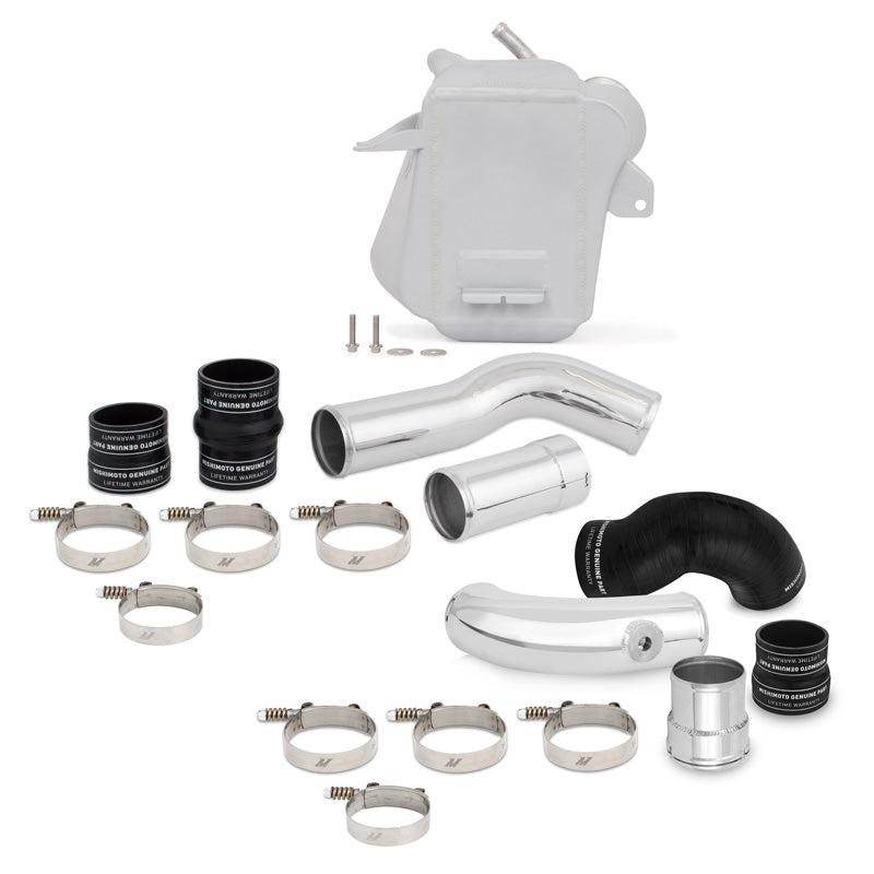 11-16-Ford-6.7L-Powerstroke-Air-To-Water-Intercooler-Kit---Wrinkle-Silverw-Polished-Pipes