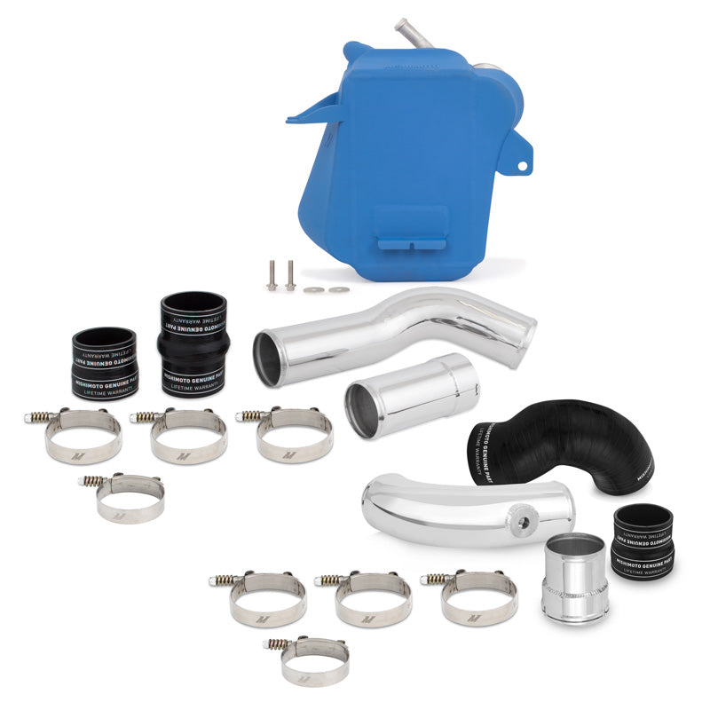 11-16-Ford-6.7L-Powerstroke-Air-To-Water-Intercooler-Kit---Wrinkle-Blue-W-Polished-Pipes