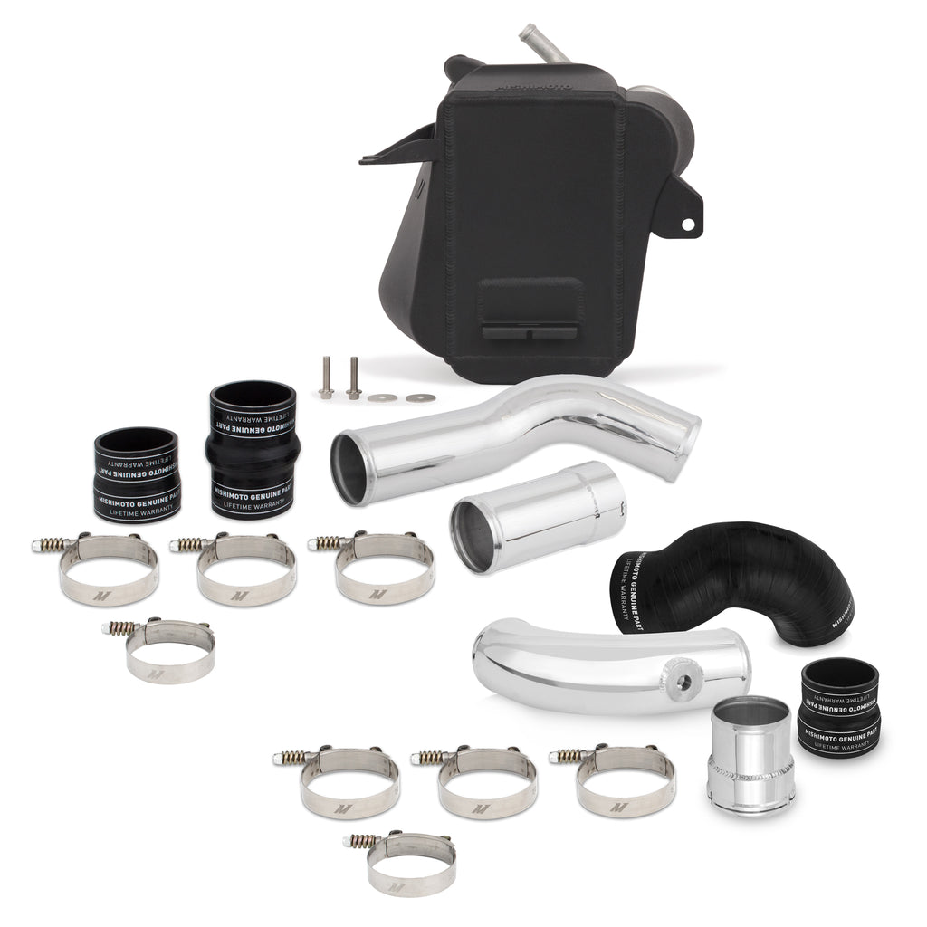 11-16-Ford-6.7L-Powerstroke-Air-To-Water-Intercooler-Kit---Wrinkle-Black-W-Polished-Pipes