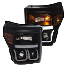 Load image into Gallery viewer, 11-16-Ford-F-150-Super-Duty-Projector-Headlights-W-U-Bar-Switchback-Black-W-Amber