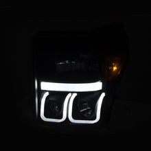 Load image into Gallery viewer, 11-16-Ford-F-150-Super-Duty-Projector-Headlights-W-U-Bar-Switchback-Black-W-Amber