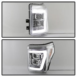 11-16-Ford-F-250F-350-V2-Projector-Headlights---Light-Bar-Drl---Chrome-Pro-Yd-Fs11v2-Lb-C