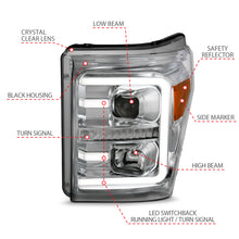 Load image into Gallery viewer, 11-16-Ford-F-250F-350F-450-Projector-Headlights-W-Plank-Style-Switchback-Chrome-WAmber