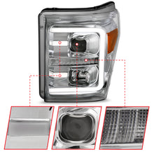 Load image into Gallery viewer, 11-16-Ford-F-250F-350F-450-Projector-Headlights-W-Plank-Style-Switchback-Chrome-WAmber