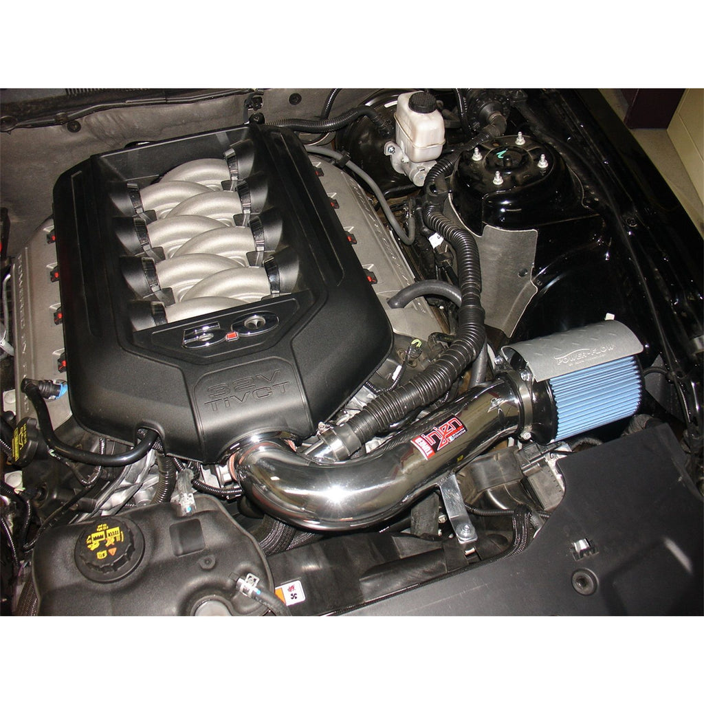 11-Ford-Mustang-Gt-V8-5.0L-Power-Flow-Polished-Short-Ram-Air-Intake-W-Mr-Tech--Heat-Shield