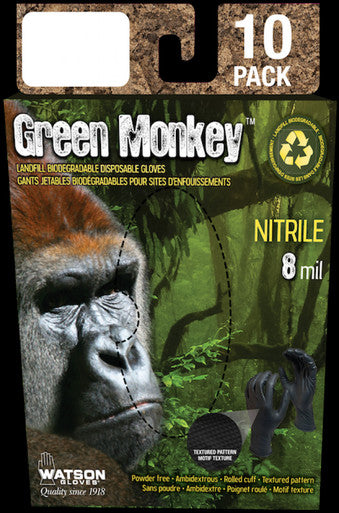 Grease Monkey _NOT_FOUND Green Monkey 10 Pk, 8 Mil, 11" Blk Gloves