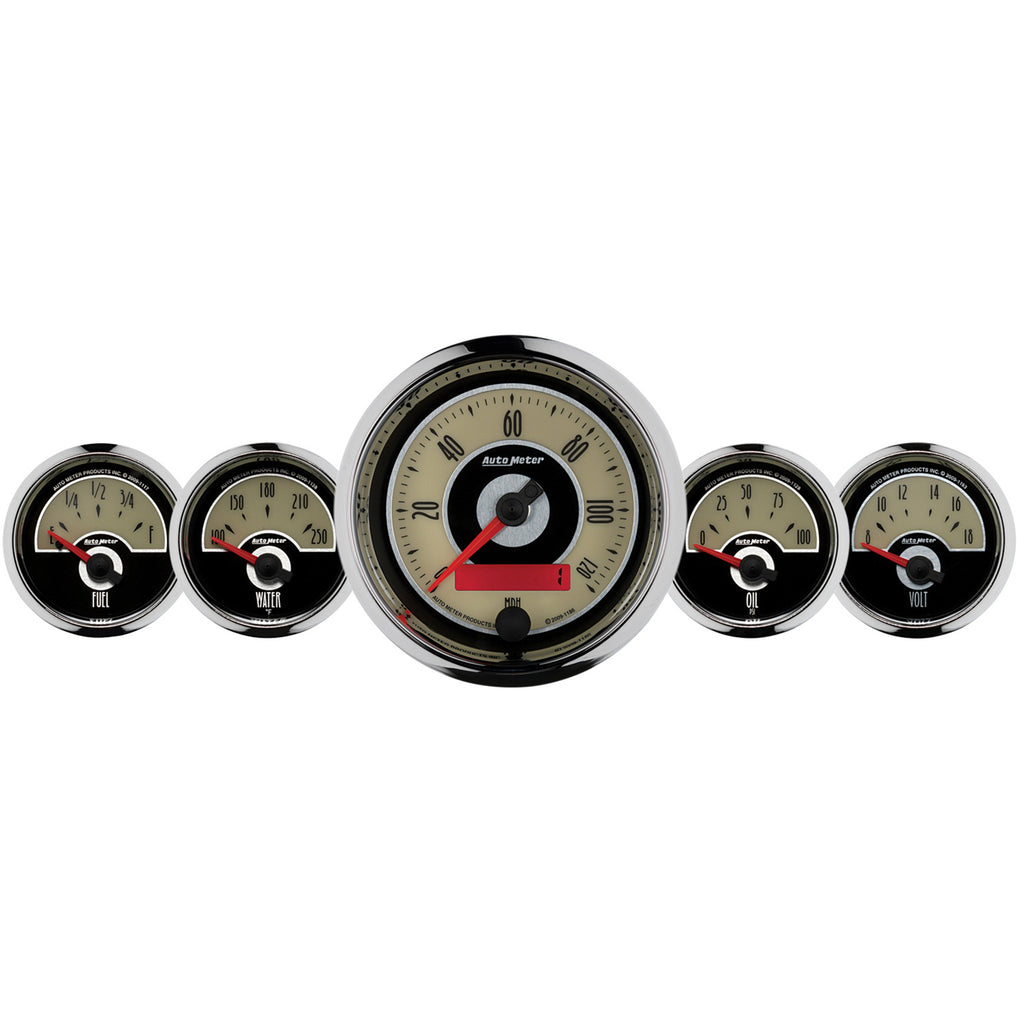 AutoMeter 1101 GAUGE KIT, 5 PC., 3 3/8" & 2 1/16", ELEC. SPEEDOMETER, CRUISER