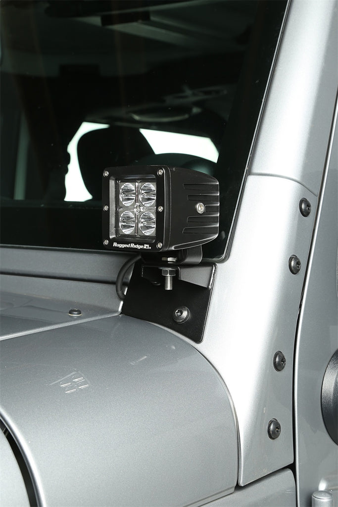 Rugged Ridge 11027.04 Windshield Auxiliary Light Brackets for Select Jeep Wrangler, Jeep Wrangler JK