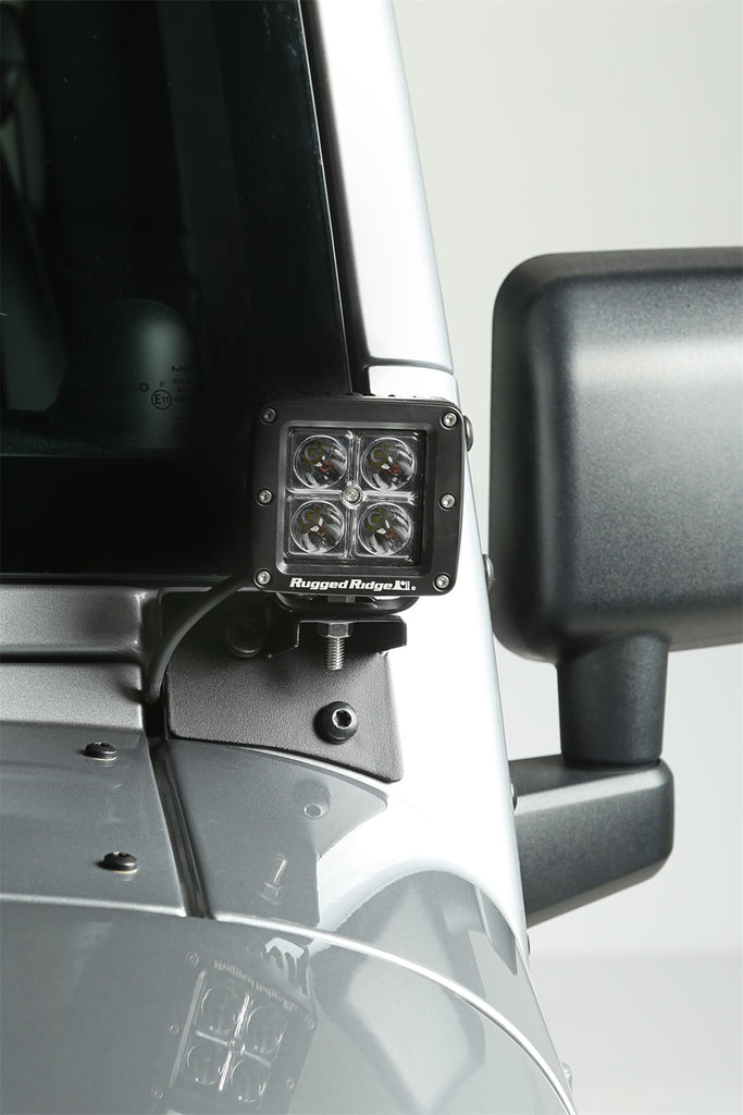 Rugged Ridge 11027.04 Windshield Auxiliary Light Brackets for Select Jeep Wrangler, Jeep Wrangler JK