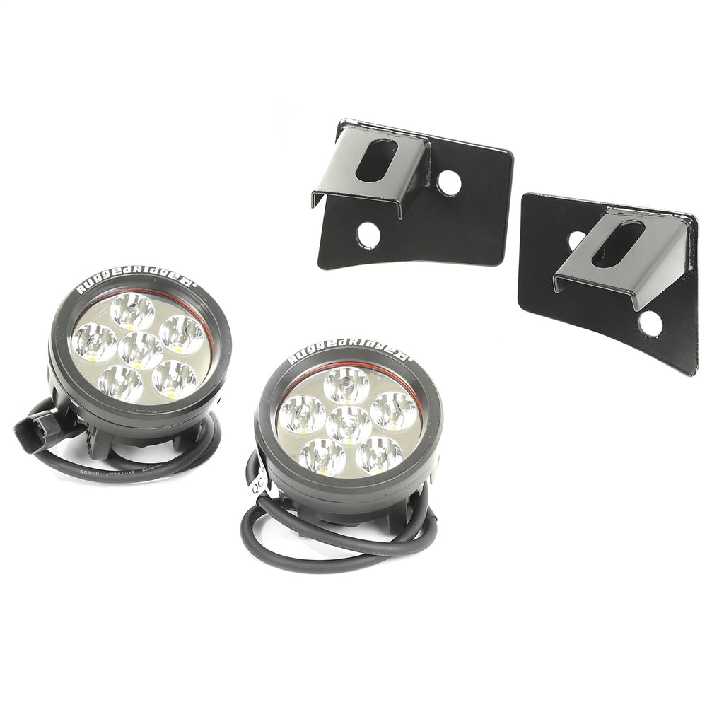 Rugged Ridge 11027.11 Windshield Bracket LED Light Kit for Select Jeep Wrangler, Jeep Wrangler JK