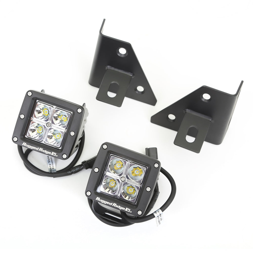 Rugged Ridge 11027.12 Windshield Bracket LED Light Kit for Select Jeep CJ5, Jeep CJ7, Jeep Scrambler, Jeep Wrangler