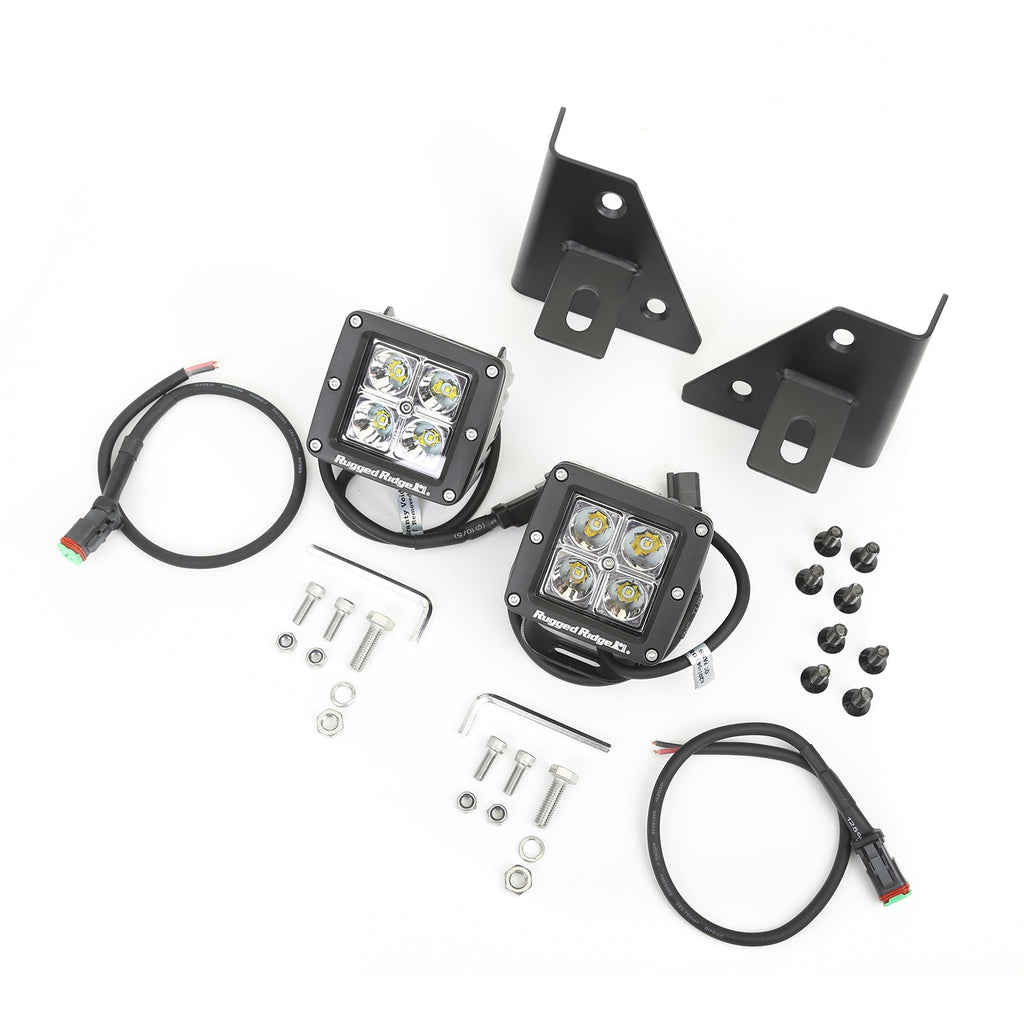 Rugged Ridge 11027.12 Windshield Bracket LED Light Kit for Select Jeep CJ5, Jeep CJ7, Jeep Scrambler, Jeep Wrangler