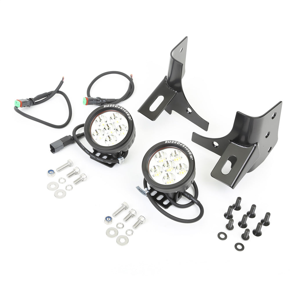 Rugged Ridge 11027.13 Windshield Bracket LED Light Kit for Select Jeep TJ, Jeep Wrangler