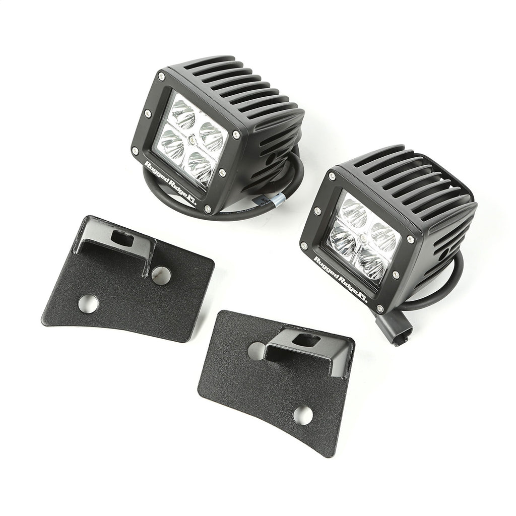 Rugged Ridge 11027.16 Windshield Bracket LED Light Kit for Select Jeep Wrangler, Jeep Wrangler JK