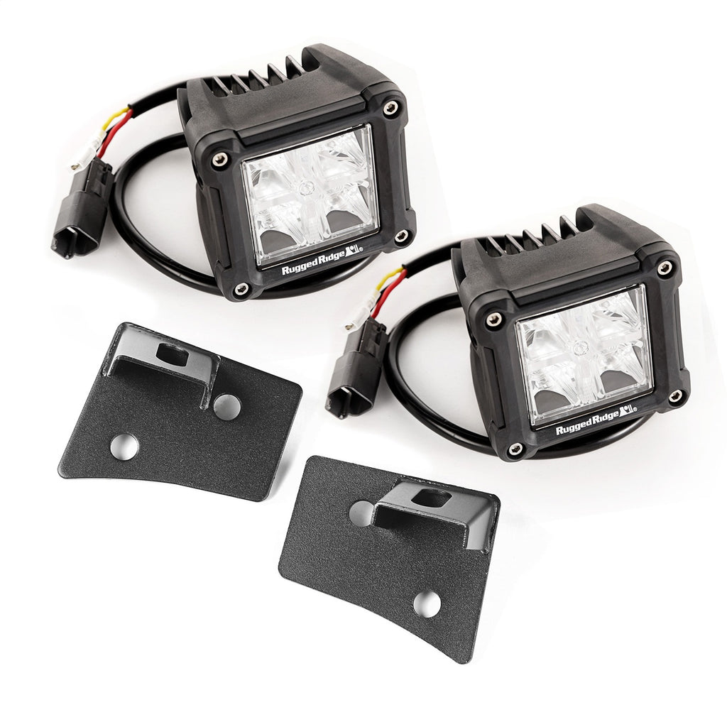 Rugged Ridge 11027.20 Windshield Bracket LED Light Kit for Select Jeep Wrangler, Jeep Wrangler JK