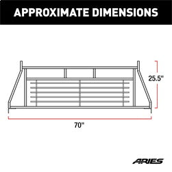 ARIES 111000 Classic Black Steel Headache Rack; Select Chevrolet; Ford; Dodge; GMC; Ram - Truck Part Superstore