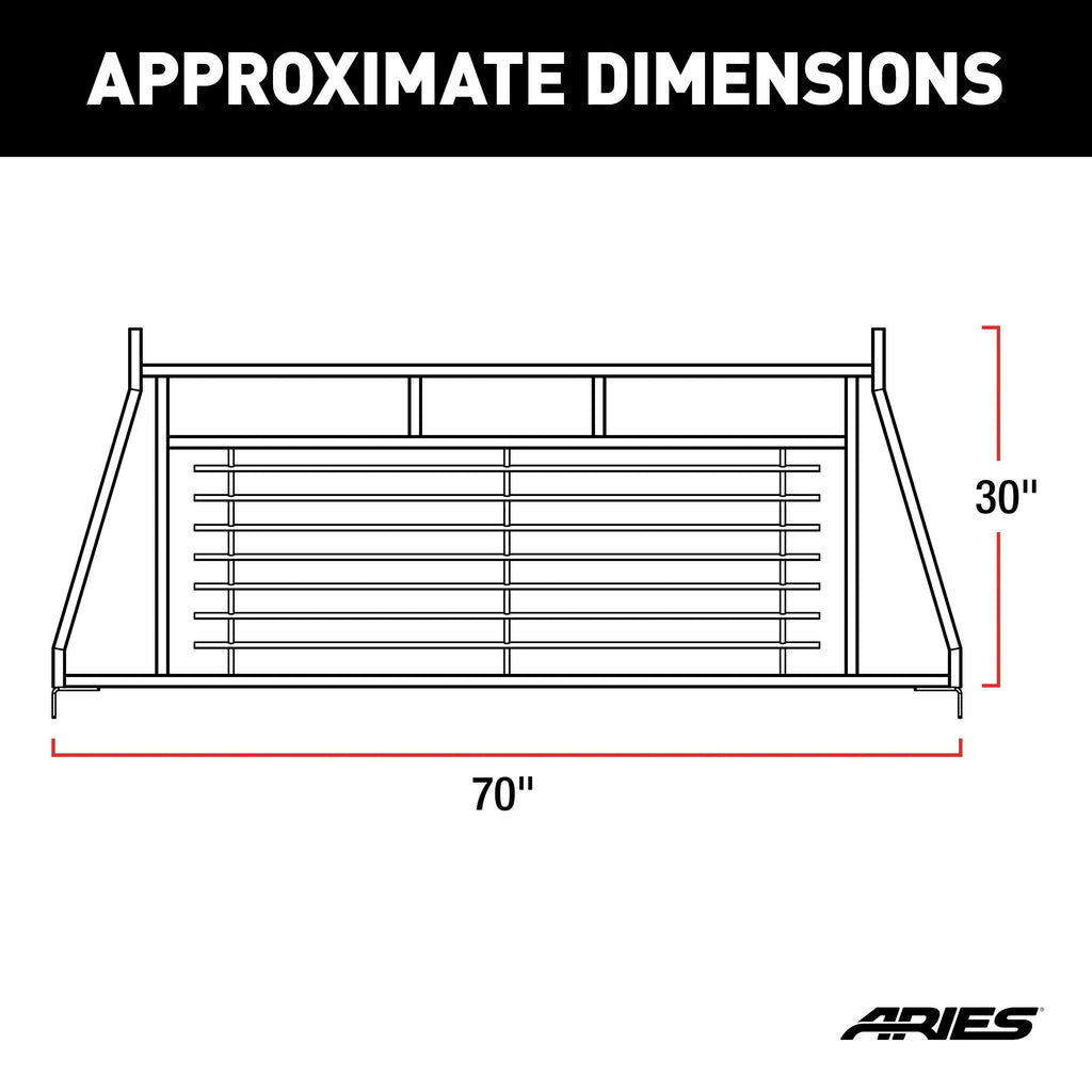 ARIES 111001 Classic Black Steel Headache Rack, Select Ford F-250, F-350, F-450 Super Duty for Select Ford F-250