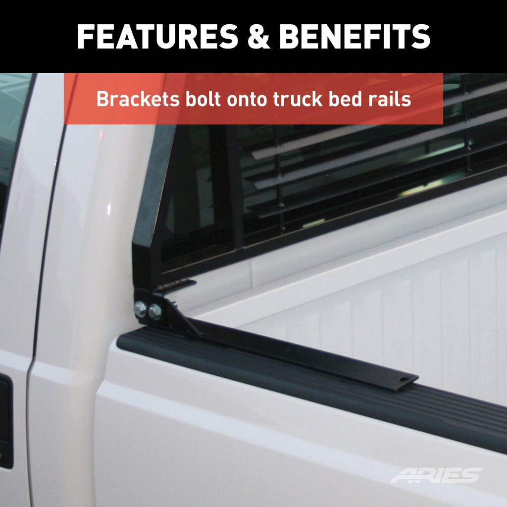 ARIES 111001 Classic Black Steel Headache Rack, Select Ford F-250, F-350, F-450 Super Duty for Select Ford F-250