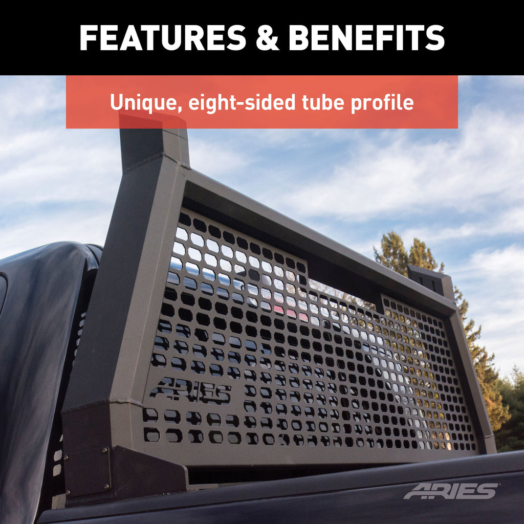 ARIES 1110105 AdvantEDGE Black Aluminum Headache Rack; Select Silverado; Sierra 2500; 3500 HD - Truck Part Superstore