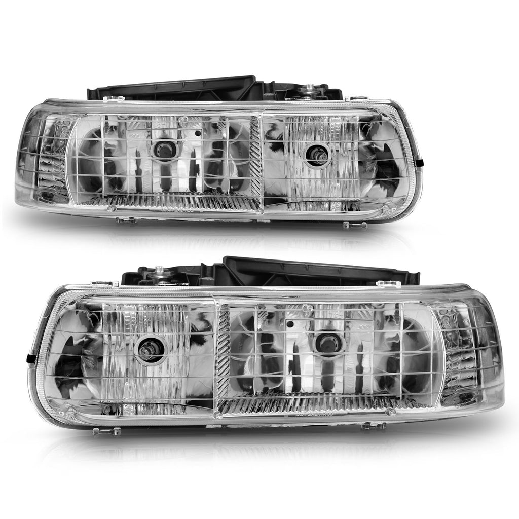 ANZO USA 111011 Crystal Headlight Set for Select Chevrolet Silverado 1500, Chevrolet Silverado HD, Chevrolet Silverado 2500, Chevrolet Silverado HD, Chevrolet Silverado 3500, Chevrolet Suburban 1500, Chevrolet Suburban 2500, Chevrolet Tahoe