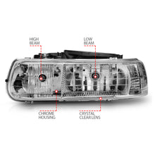 Load image into Gallery viewer, ANZO USA 111011 Crystal Headlight Set for Select Chevrolet Silverado 1500, Chevrolet Silverado HD, Chevrolet Silverado 2500, Chevrolet Silverado HD, Chevrolet Silverado 3500, Chevrolet Suburban 1500, Chevrolet Suburban 2500, Chevrolet Tahoe