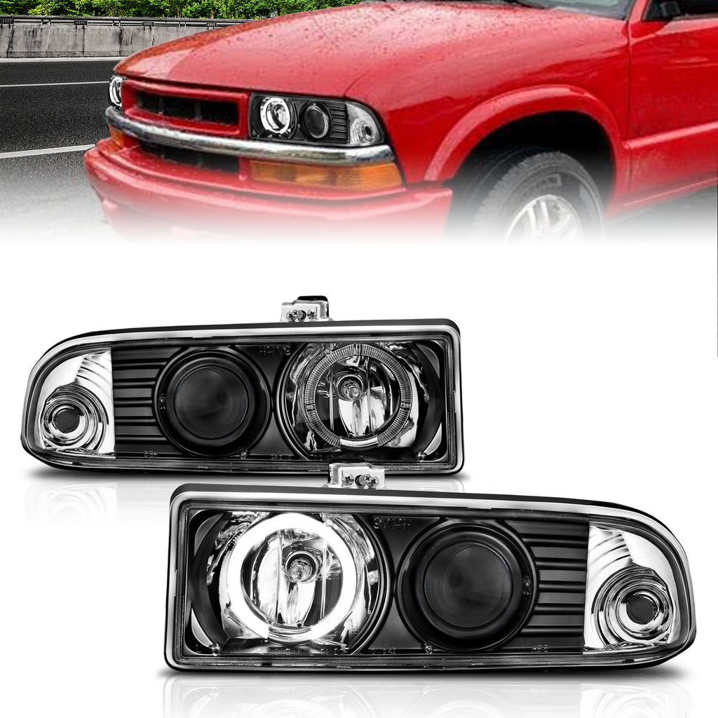 ANZO USA 111015 Projector Headlight Set w/Halo for Select Chevrolet Blazer, Chevrolet S10