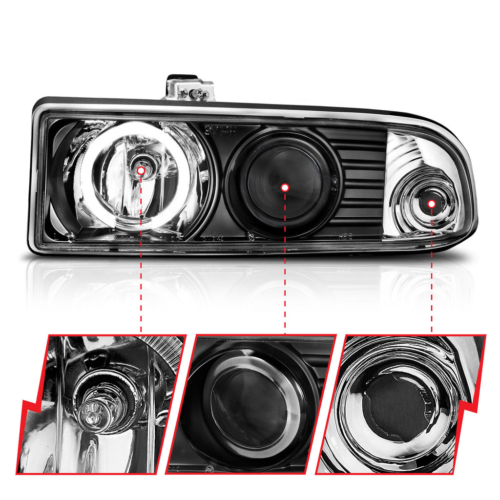 ANZO USA 111015 Projector Headlight Set w/Halo for Select Chevrolet Blazer, Chevrolet S10