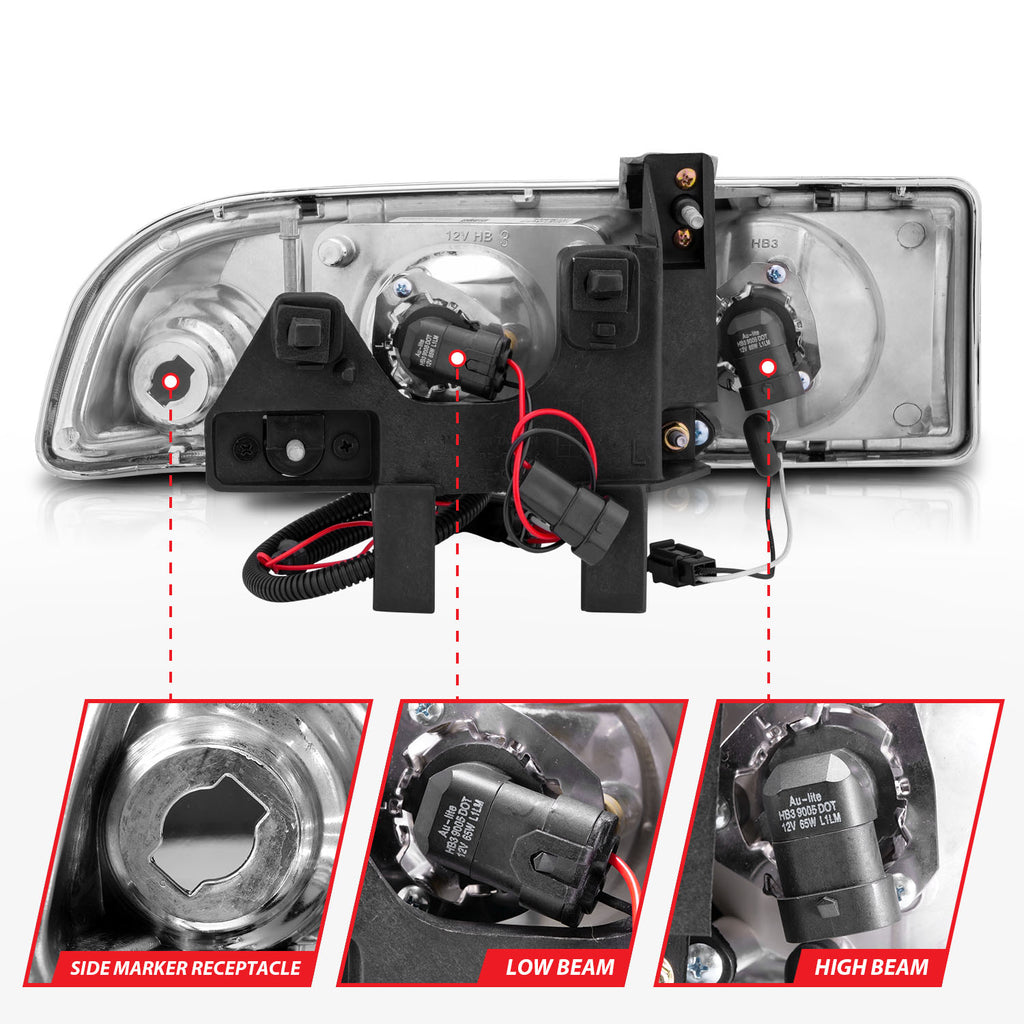 ANZO USA 111015 Projector Headlight Set w/Halo for Select Chevrolet Blazer, Chevrolet S10