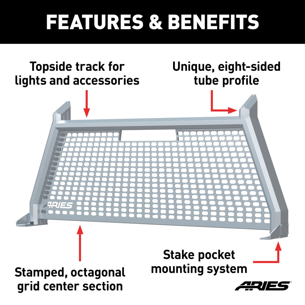 ARIES 1110202 AdvantEDGE Chrome Aluminum Headache Rack, Select Ford F-150 for Select Ford F-150
