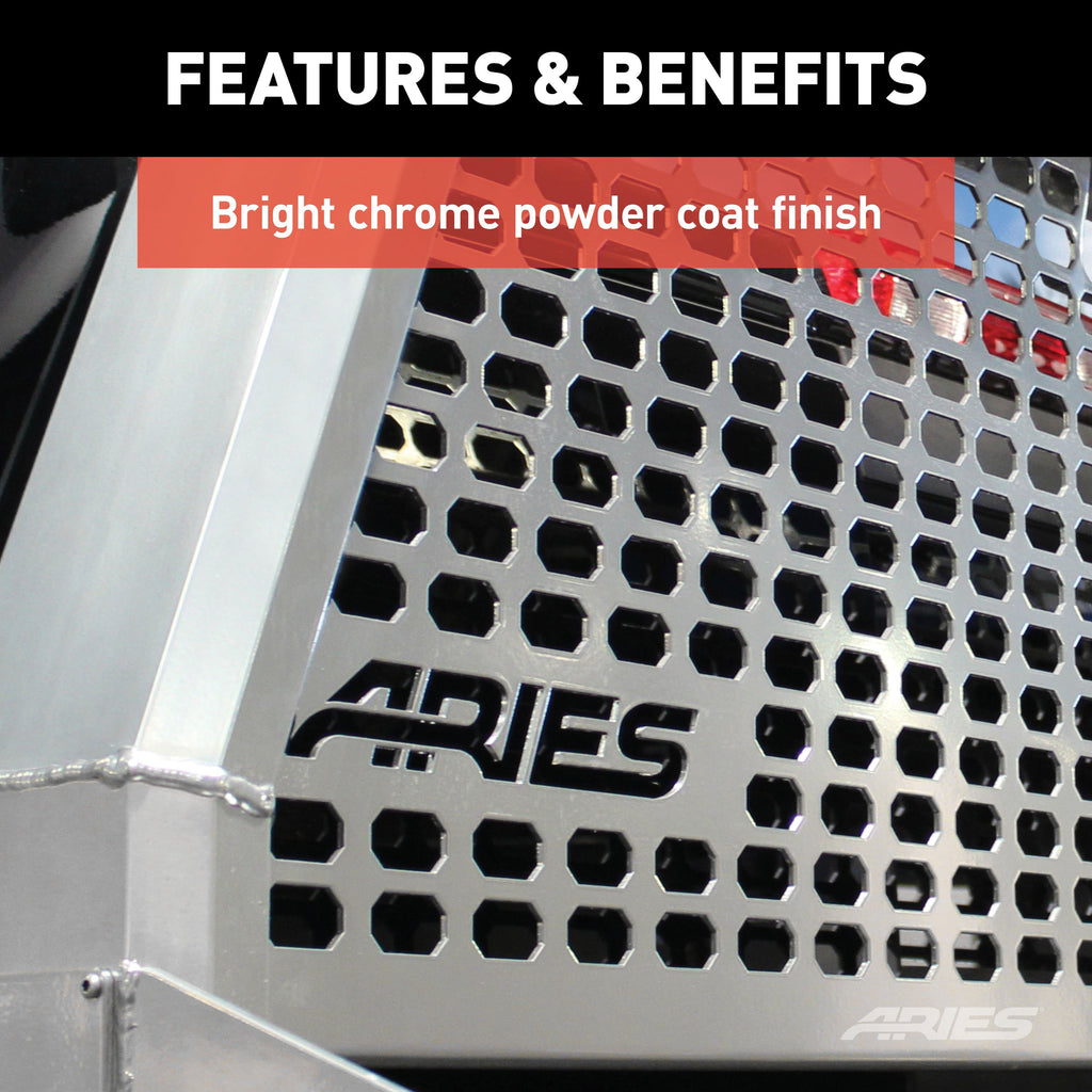 ARIES 1110205 AdvantEDGE Chrome Aluminum Headache Rack, Select Silverado, Sierra 2500, 3500 HD for Select Chevrolet Silverado 3500 HD
