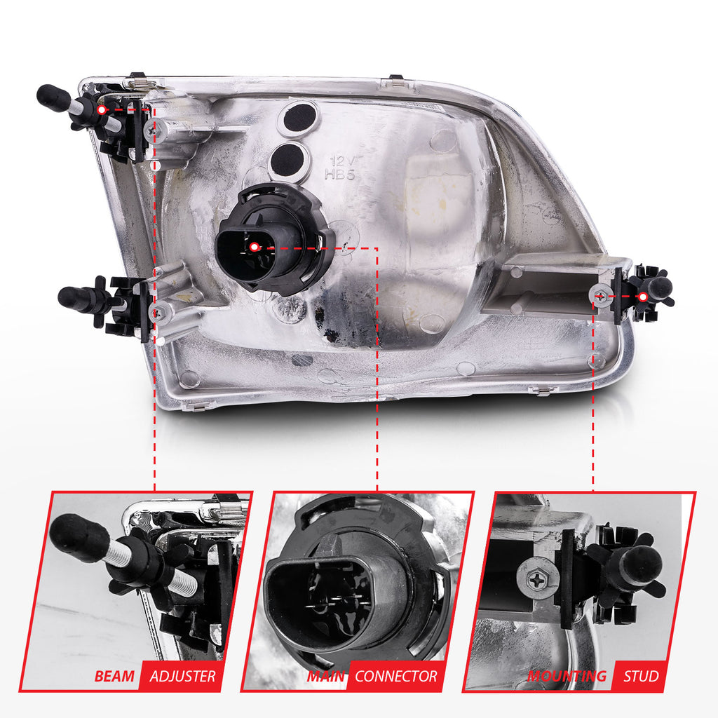 ANZO USA 111030 Crystal Headlight Set for Select Ford Expedition, Ford F-150, Ford F-150 Heritage