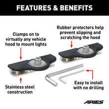 Load image into Gallery viewer, ARIES 1110315 Universal Clamp-On Hood LED Light Brackets, 2-Pack