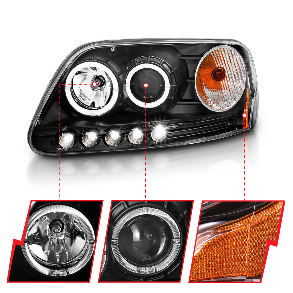 ANZO USA 111031 Projector Headlight Set w/Halo for Select Ford Expedition, Ford F-150, Ford F-150 Heritage