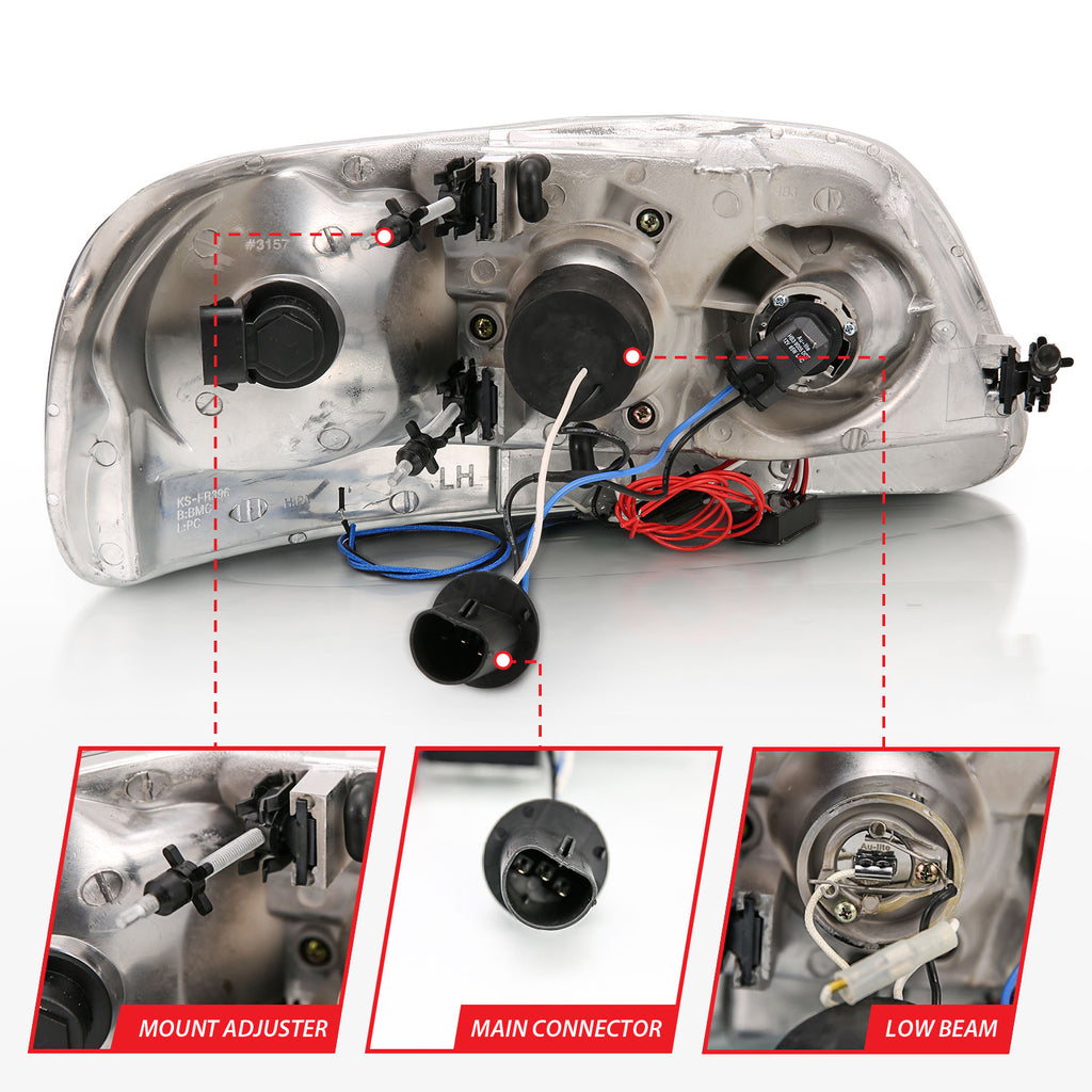 ANZO USA 111032 Projector Headlight Set w/Halo for Select Ford Expedition, Ford F-150, Ford F-150 Heritage