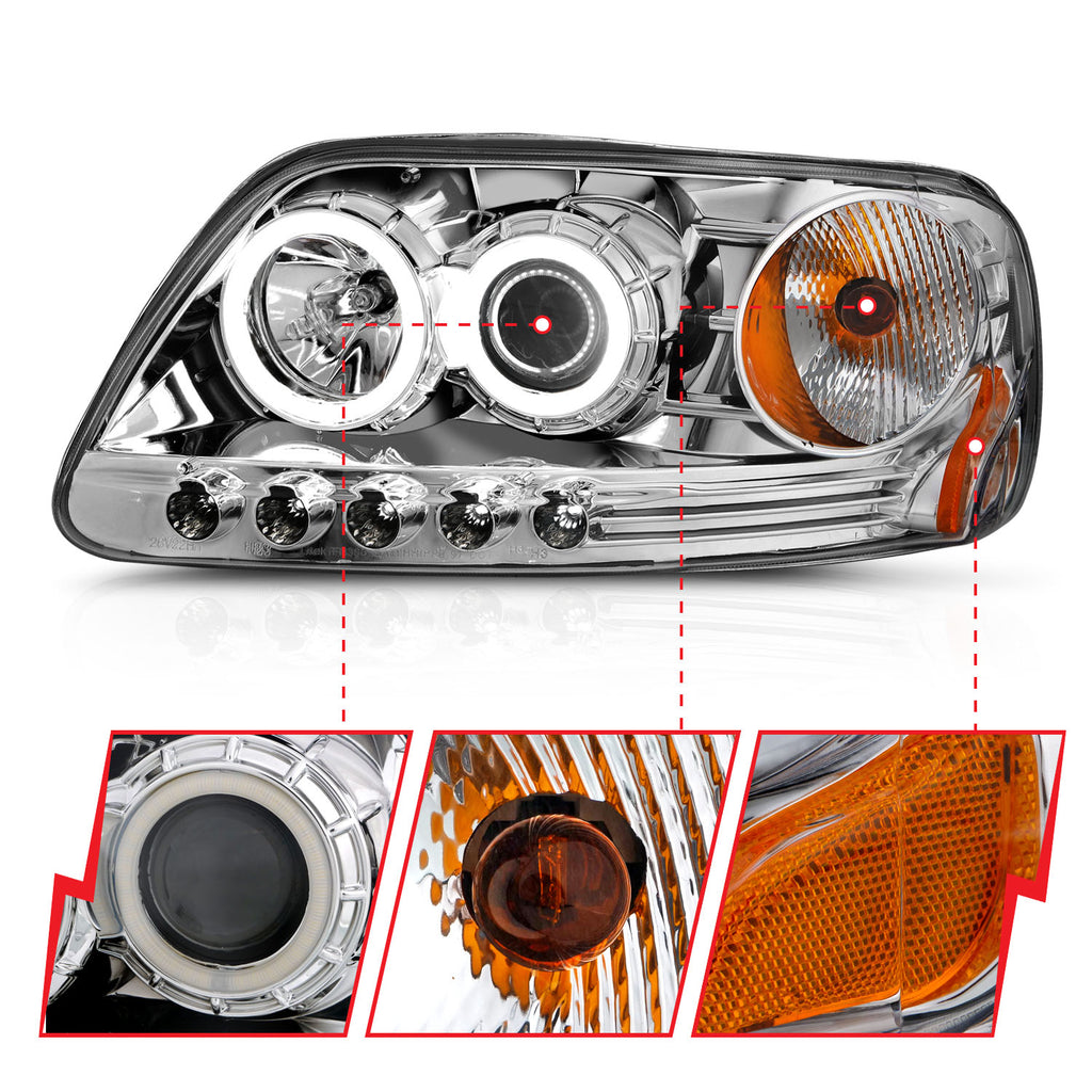ANZO USA 111054 Projector Headlight Set w/Halo for Select Ford Expedition, Ford F-150, Ford F-150 Heritage