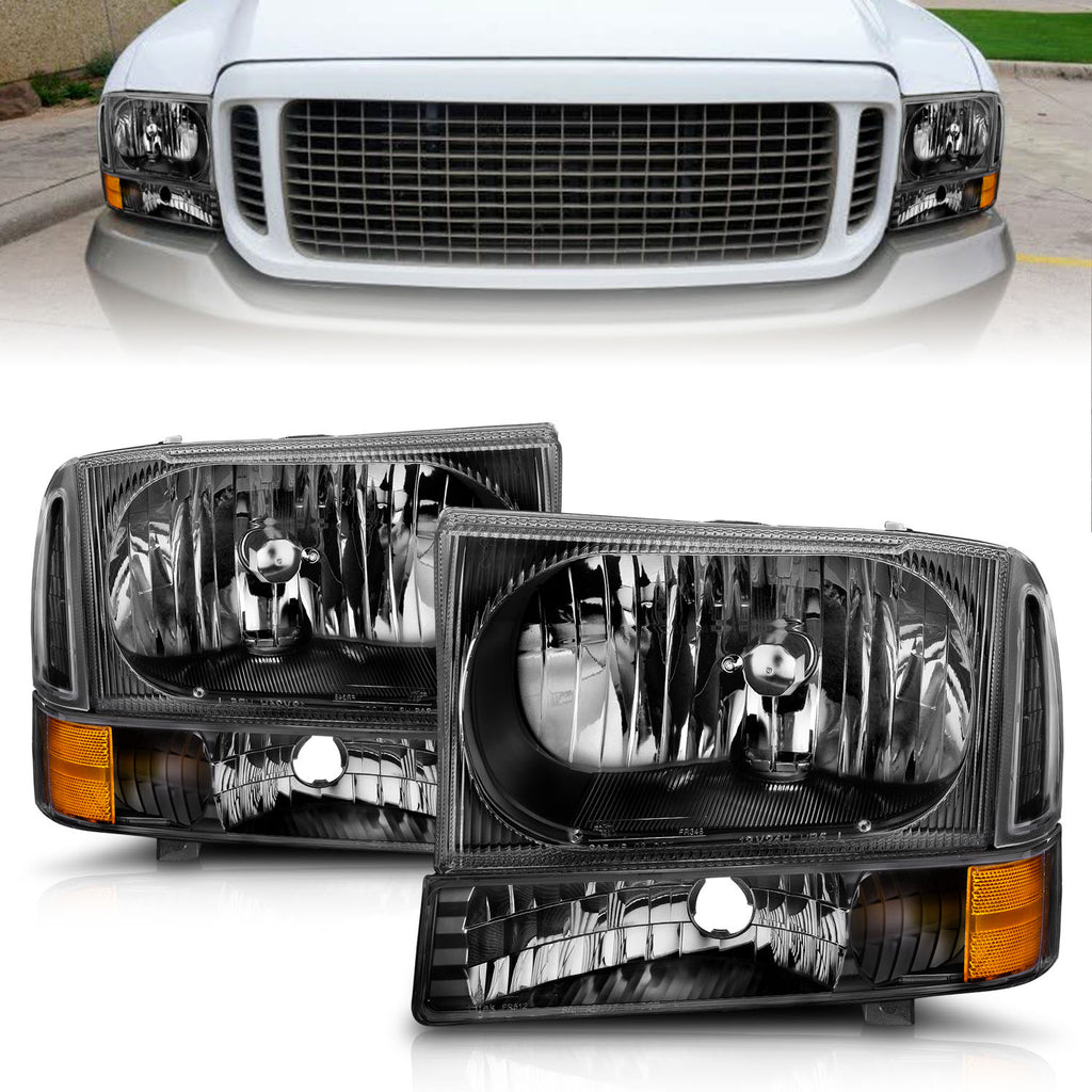 ANZO USA 111080 Crystal Headlight Set for Select Ford Excursion, Ford F-250 Super Duty, Ford F-350 Super Duty, Ford F-450 Super Duty, Ford F-550 Super Duty