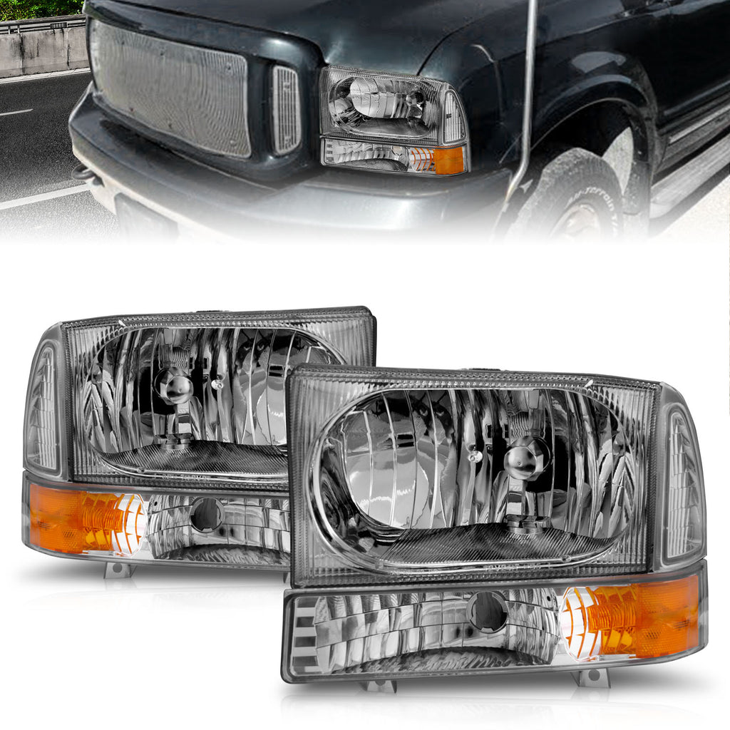 ANZO USA 111081 Crystal Headlight Set for Select Ford Excursion, Ford F-250 Super Duty, Ford F-350 Super Duty, Ford F-450 Super Duty, Ford F-550 Super Duty