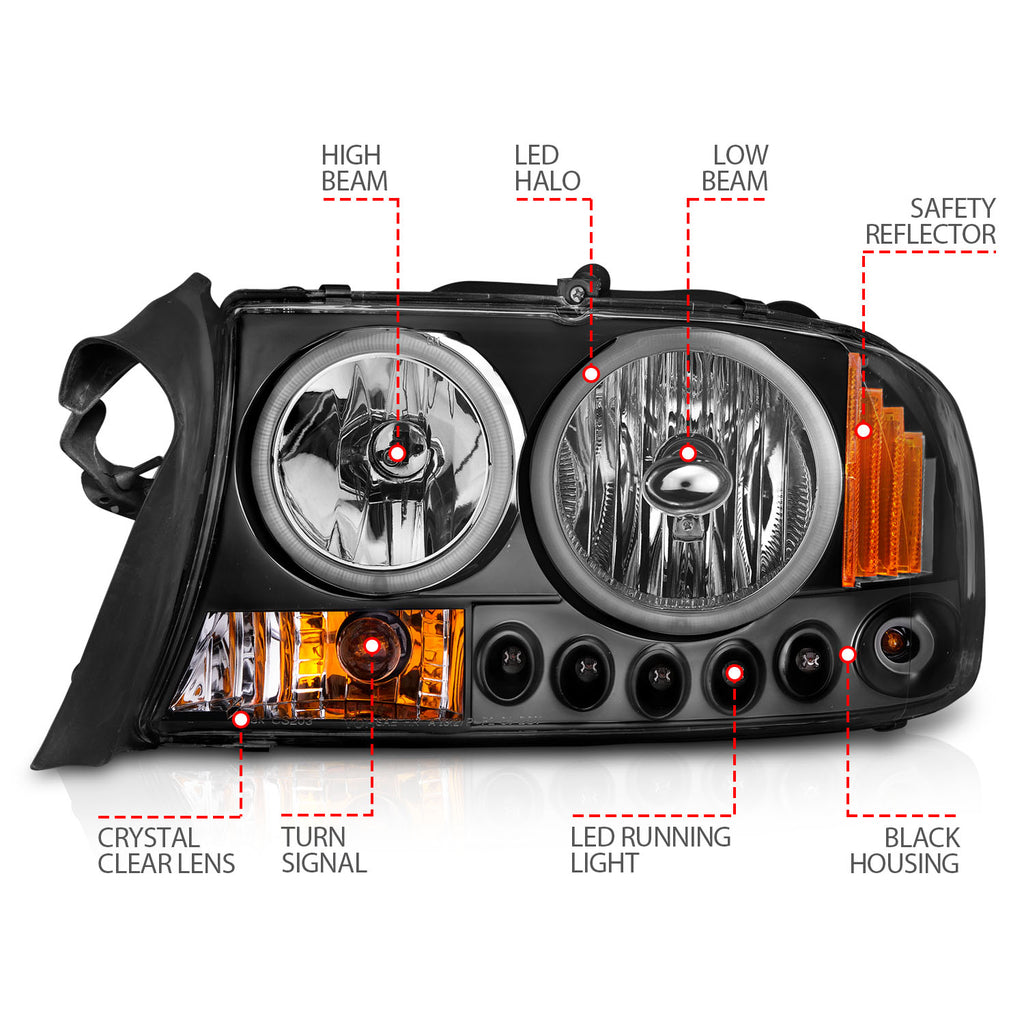 ANZO USA 111085 Crystal Headlight Set for Select Dodge Dakota, Dodge Durango