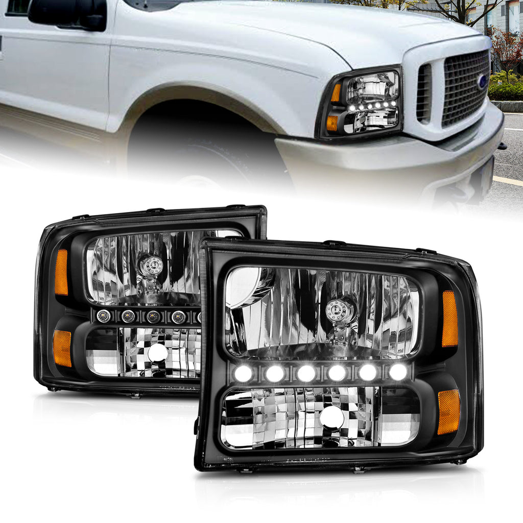 ANZO USA 111106 Crystal Headlight Set for Select Ford Excursion, Ford F-250 Super Duty, Ford F-350 Super Duty, Ford F-450 Super Duty, Ford F-550 Super Duty