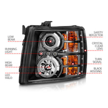 Load image into Gallery viewer, ANZO USA 111107 Projector Headlight Set w/Halo for Select Chevrolet Silverado 1500, Chevrolet Silverado HD, Chevrolet Silverado HD