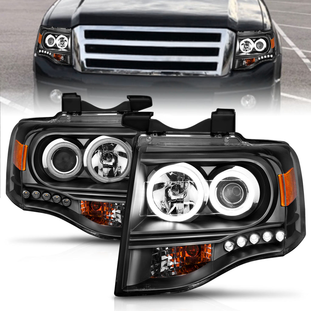 ANZO USA 111113 Projector Headlight Set w/Halo for Select Ford Expedition