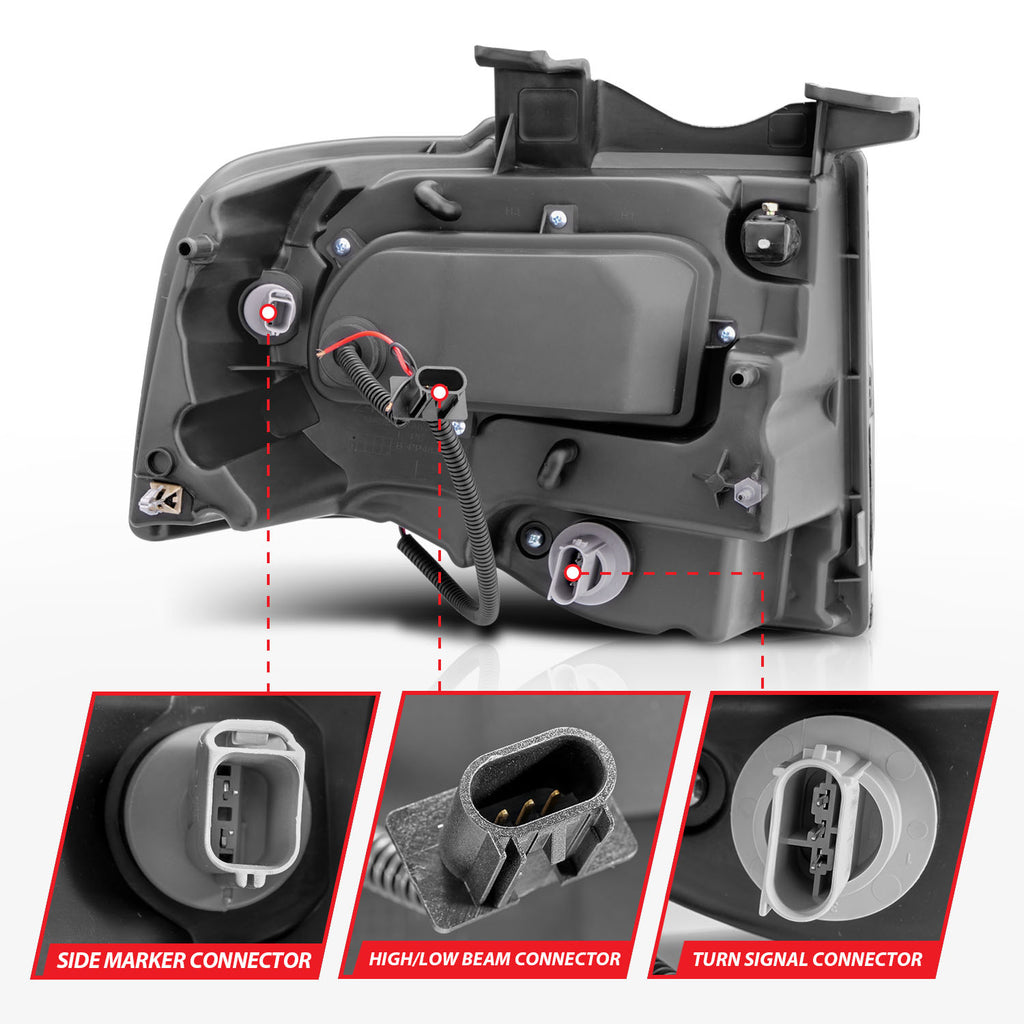 ANZO USA 111113 Projector Headlight Set w/Halo for Select Ford Expedition