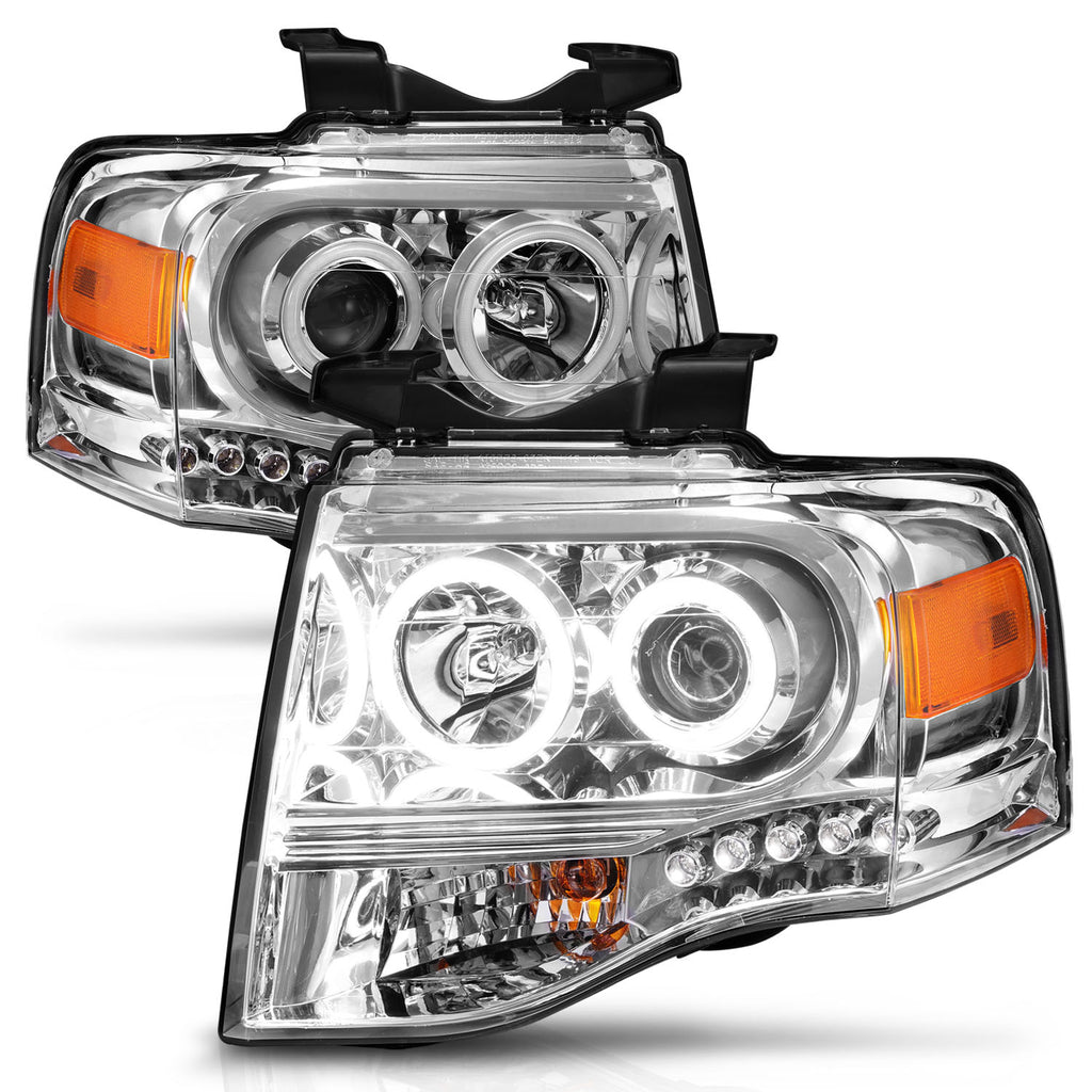 ANZO USA 111114 Projector Headlight Set w/Halo for Select Ford Expedition