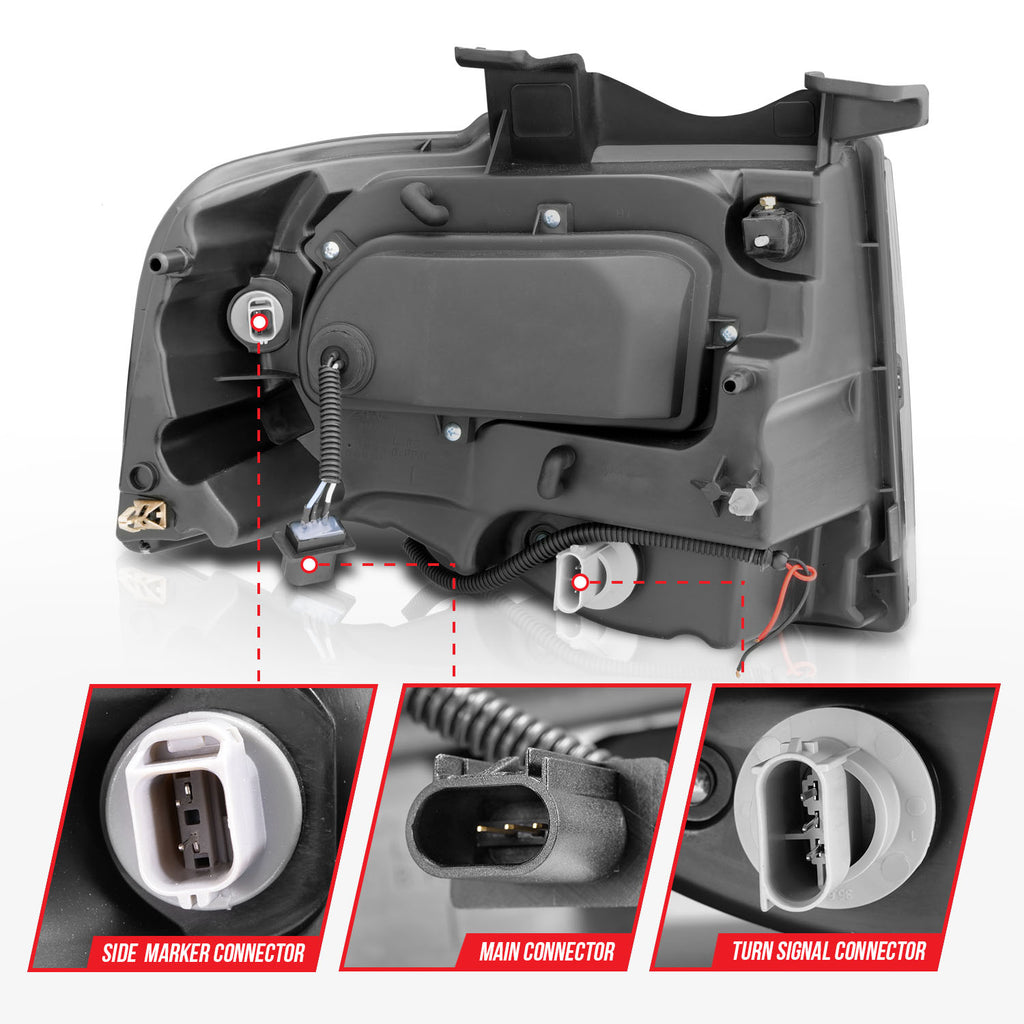 ANZO USA 111114 Projector Headlight Set w/Halo for Select Ford Expedition